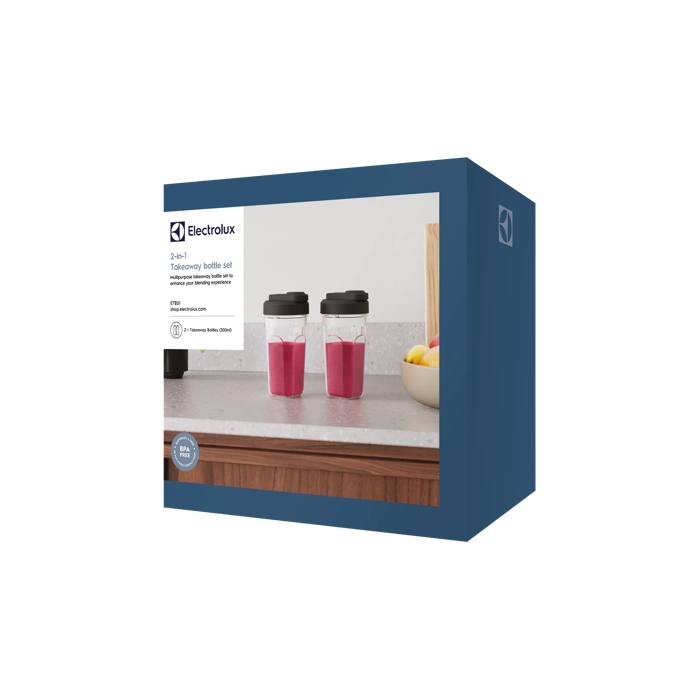 Ensemble de bouteilles 2-en-1 pour emporter (set 2 pièces, 300 ml, avec couvercle)