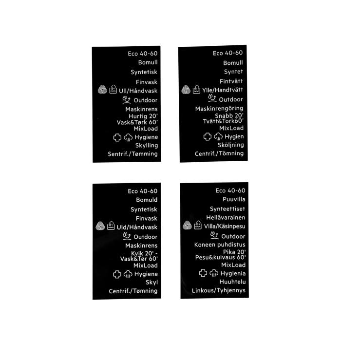 programme card, knob, adhesive