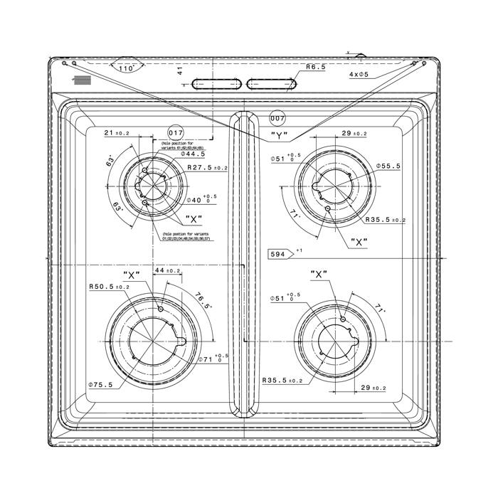ARBEITSPLATTE,INOX,594X590MM