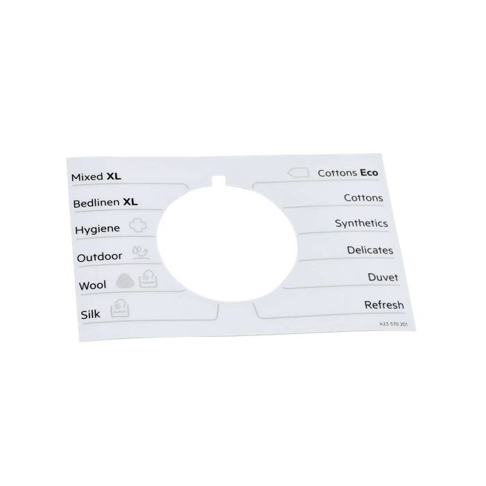programme plate, knob, adhesive, EN