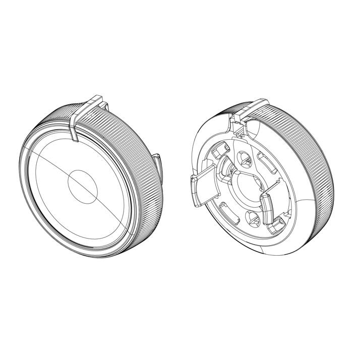capuchon bouton, sélecteur programmes, argent