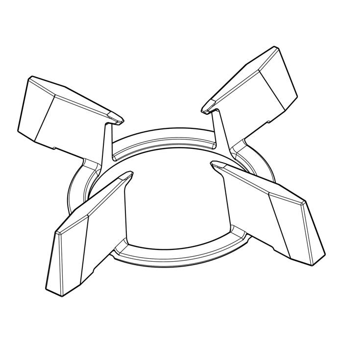grille, tôle du support, brûleur triple couronne,