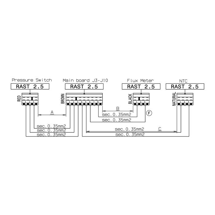 kablage, pressostat[, temperatursensor, 520mm+750mm+1560mm