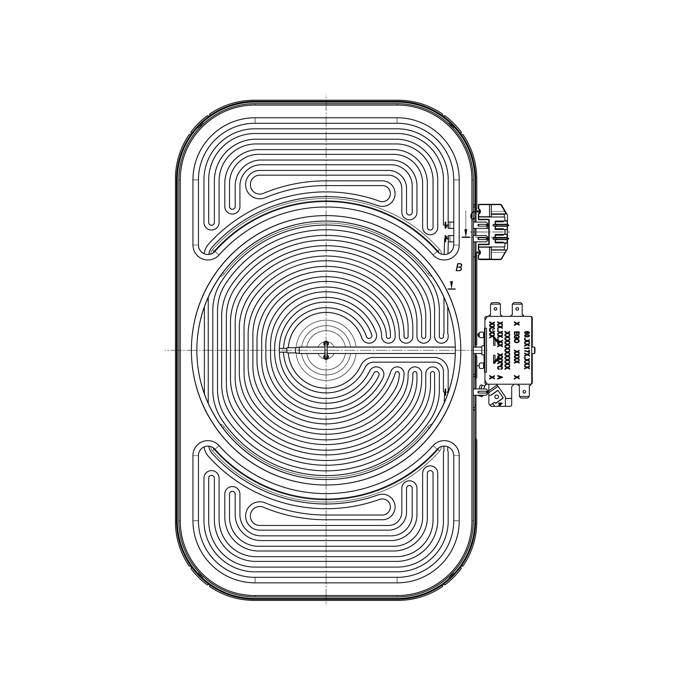 straalverwarmer,driedubbele zone,ovaal,165x290mm,400V,2600W