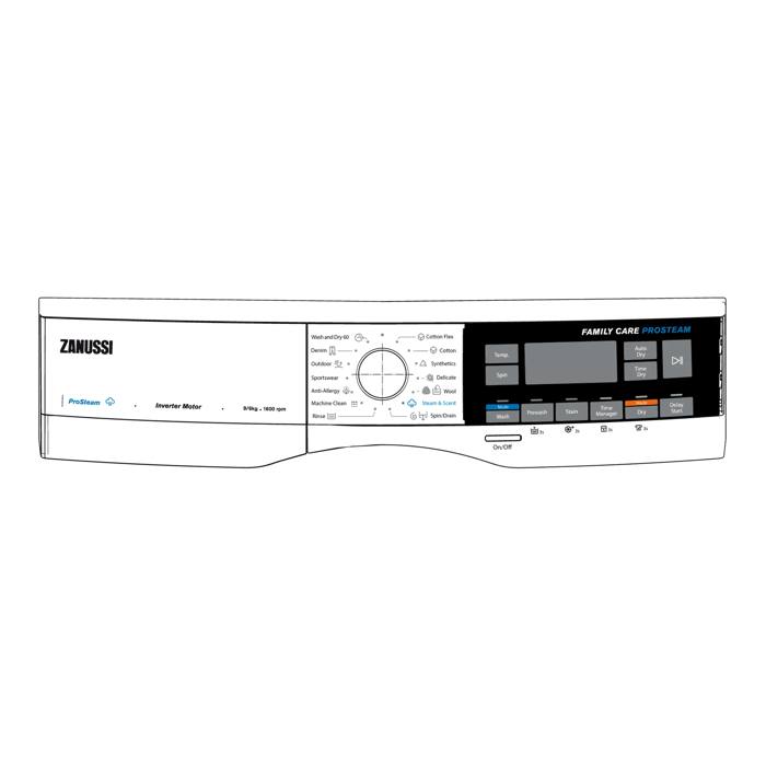 control panel, silver, Zanussi