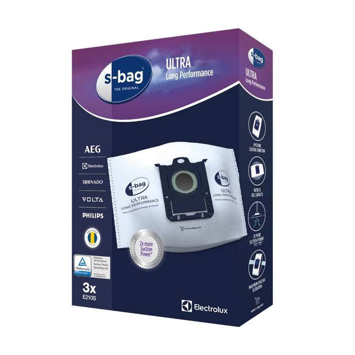E210S s-bag® Ultra Long Performance dammsugarpåsar, 3 påsar