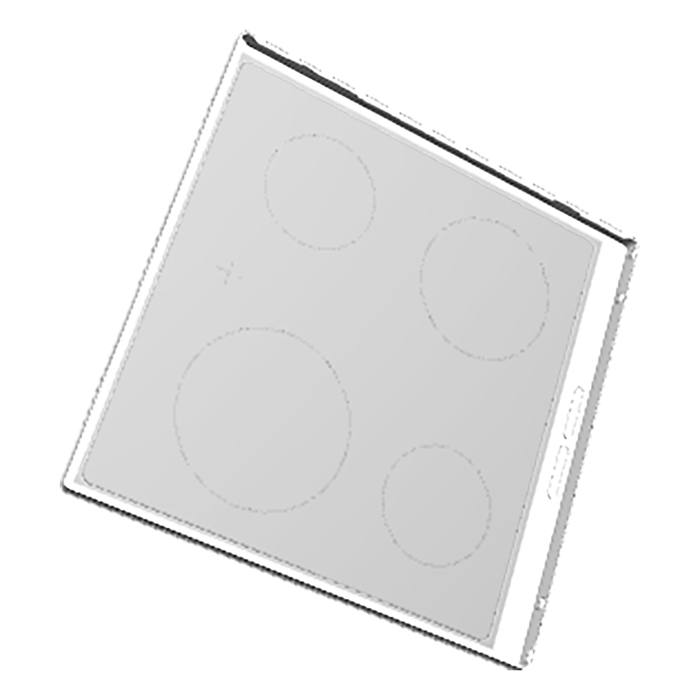 glaskeramikhäll med ram, vit, 590x600mm
