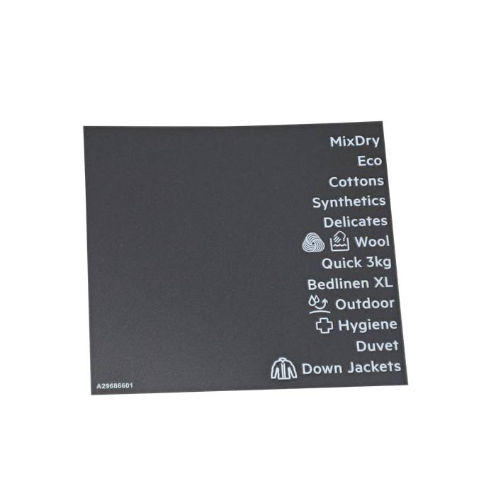 programme plate, adhesive, EN