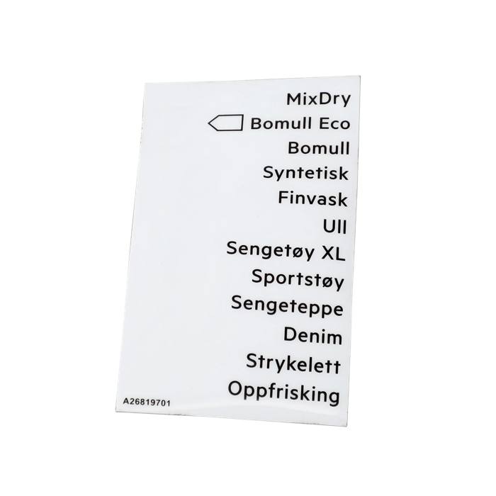 programme plate, adhesive, NO