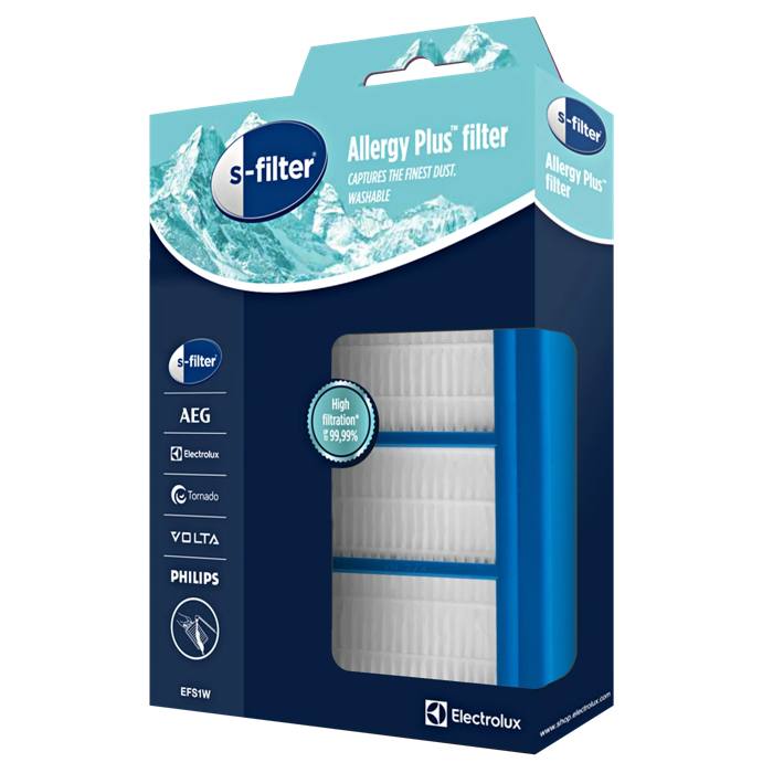 Filtre lavable Esf1W/E13 Washable Allergy Plus® S-Filter® pour aspirateurs