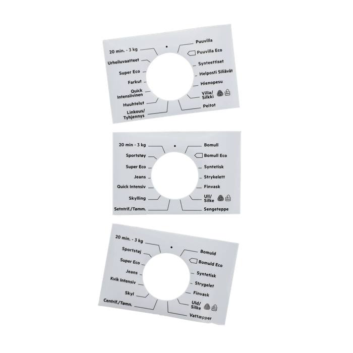 programme plate,knob,adhesive,DA,NO,FI