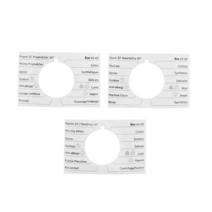 programme plate, knob, adhesive