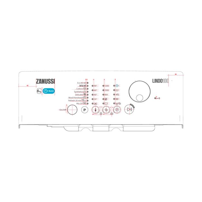panel holder,white,Zanussi,EN,SYM