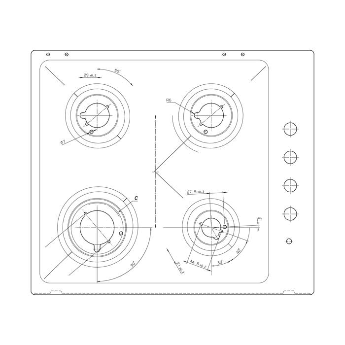 work top,inox,Zanussi,580x501mm