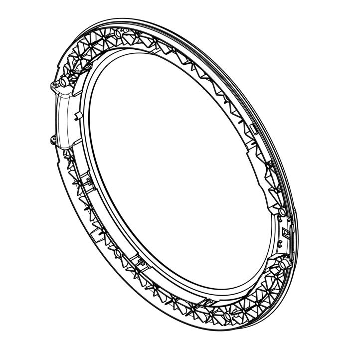 rám dvierok, vpredu, striebro, Ø444,6mm