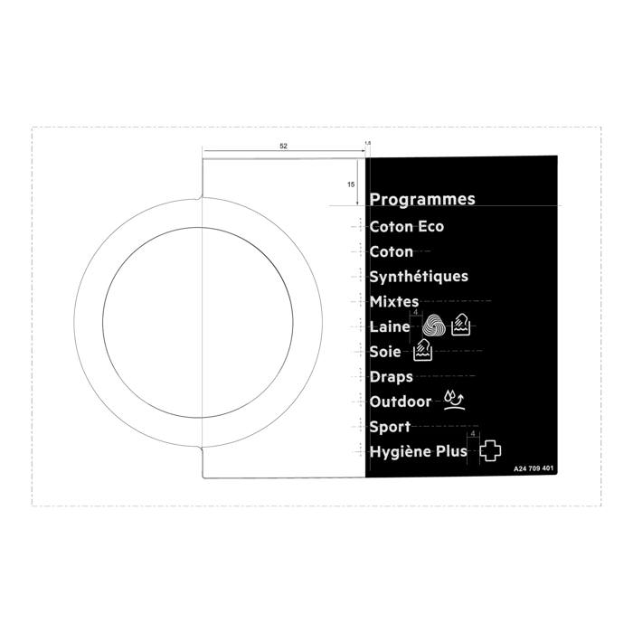 programme plate, knob, adhesive, FR