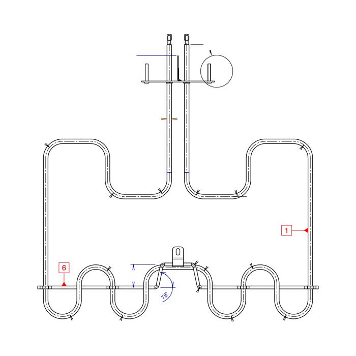Resistenza superiore per forno a doppia bobina - 240V,2300W
