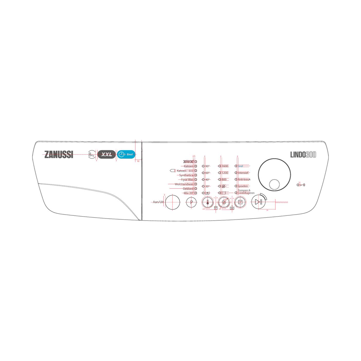 Electrolux panel mandos, blanco, Zanussi, ZWF81463W,NL 140006632016
