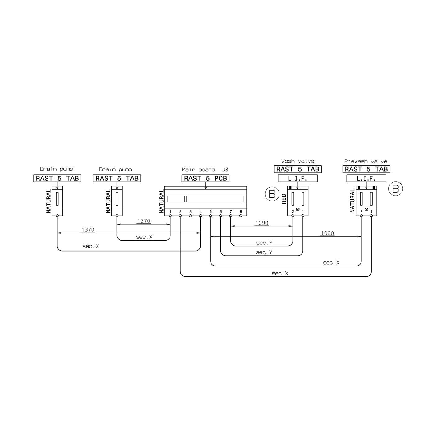 Zanussi harness, valve, drain pump, PCB 1925174011