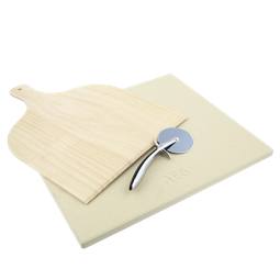 Pizzasteen set - 38 x 33 x 1,5 cm