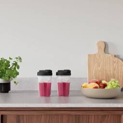 Ensemble de bouteilles 2-en-1 pour emporter (set 2 pièces, 300 ml, avec couvercle)