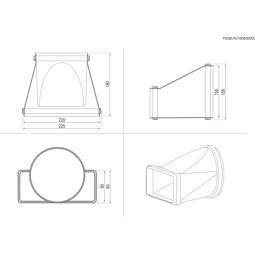 Pièce de transition conduit plat (220 × 90 mm) vers conduit rond de 150 mm – M2CKCF02U